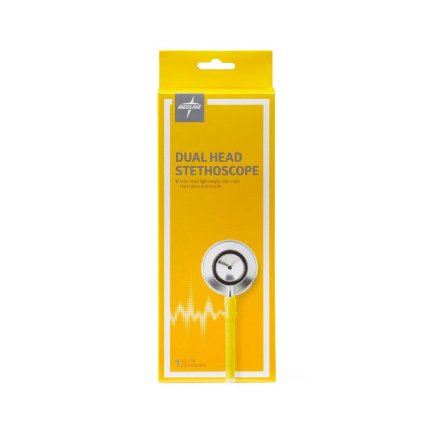 Medline Lightweight Dual-Head Stethoscope, 22" (56 cm); Yellow EACH