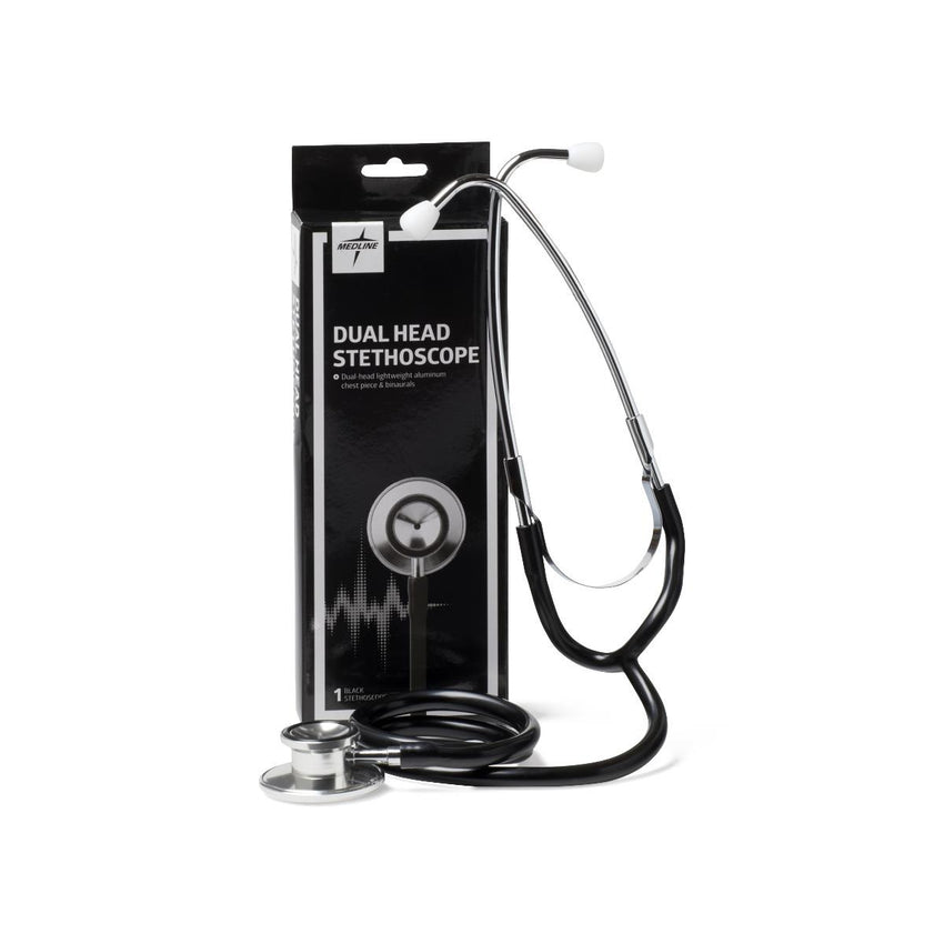 Medline Lightweight Dual-Head Stethoscope, 22" (56 cm); Black EACH