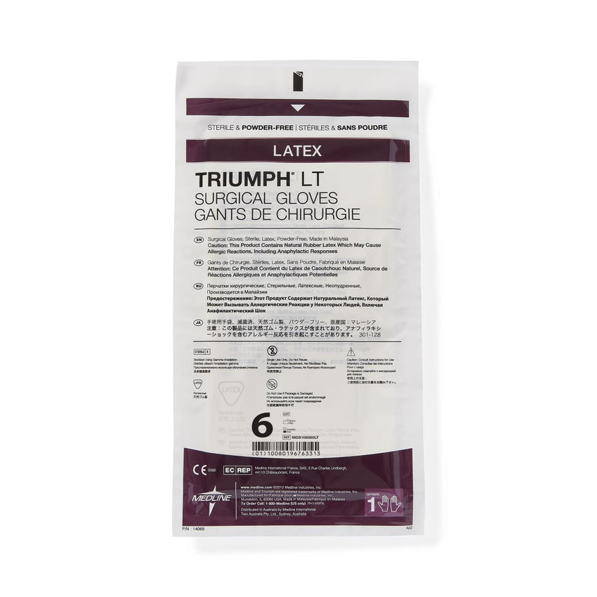Triumph LT Sterile Powder-Free Latex Surgical Glove Beige 6