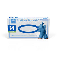 SensiCare Powder-Free Nitrile Exam Glove Extended Cuff 11.4" Blue - M