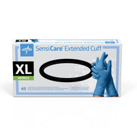 SensiCare Powder-Free Nitrile Exam Glove Extended Cuff 11.4" Blue - XL