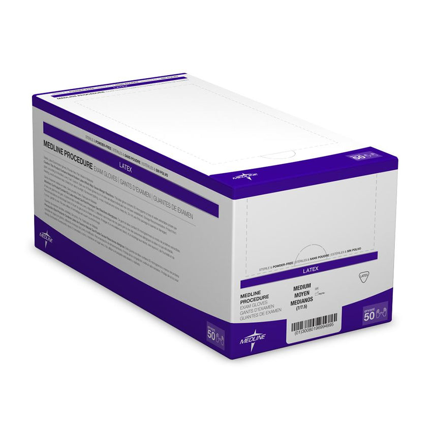 Medline Sterile Powder-Free Latex Exam Glove Beige Medium Pair