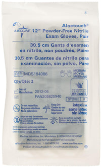AloeTouch Sterile Powder-Free Nitrile Exam Glove Extended Cuff 12" Green - Medium