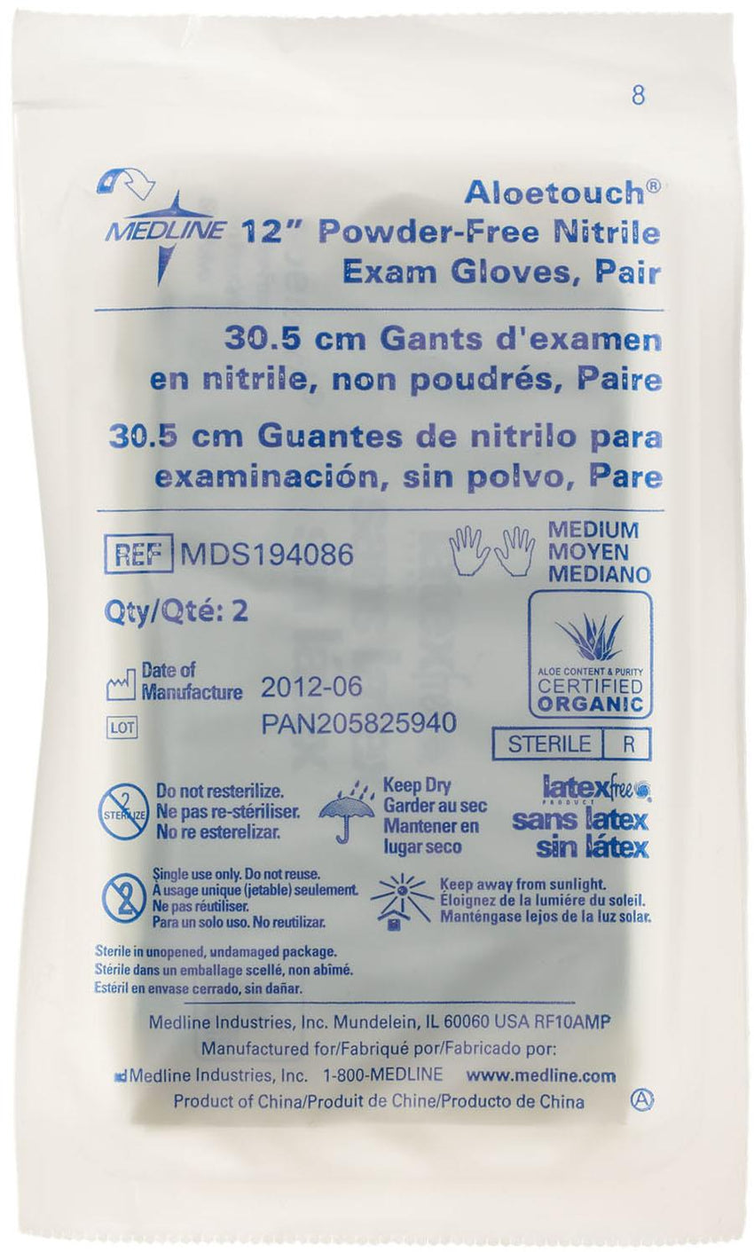AloeTouch Sterile Powder-Free Nitrile Exam Glove Extended Cuff 12" Green - Medium