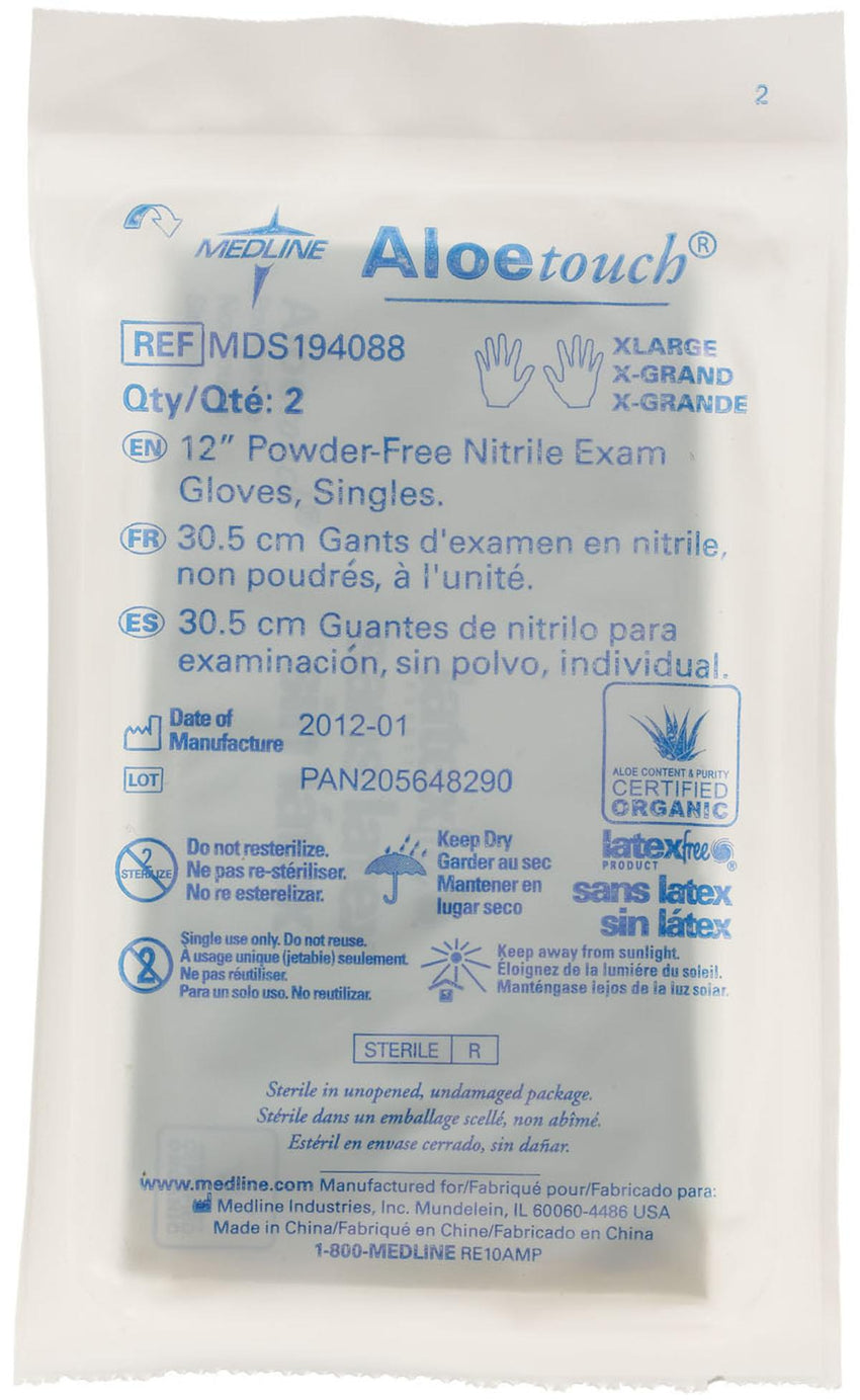 AloeTouch Sterile Powder-Free Nitrile Exam Glove Extended Cuff 12" Green - Extra Large