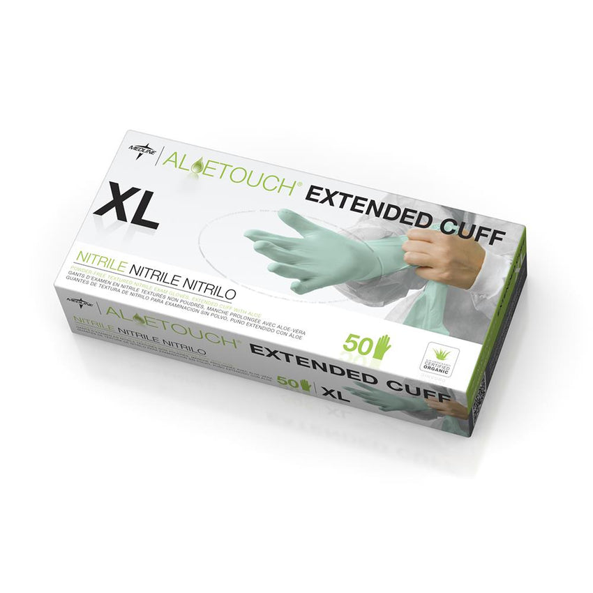 AloeTouch Powder-Free Nitrile Chemo Exam Glove Extended Cuff 12" Green - Extra Large