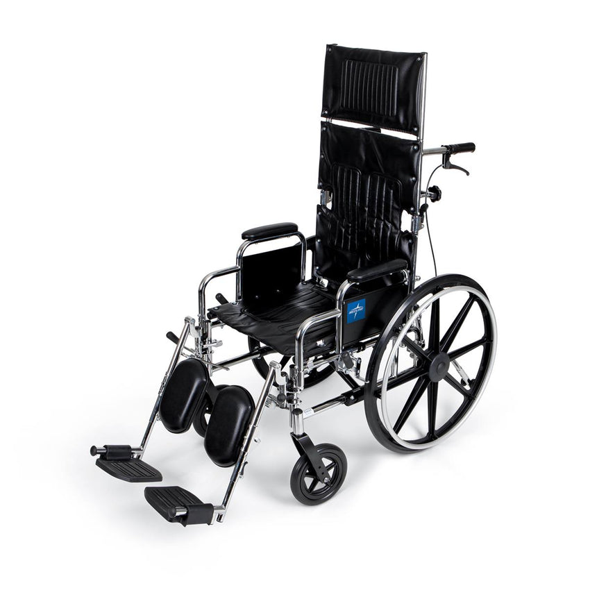 Medline Excel Reclining Wheelchairs with Removable Desk-Length Arms and Elevating Leg Rests 18"