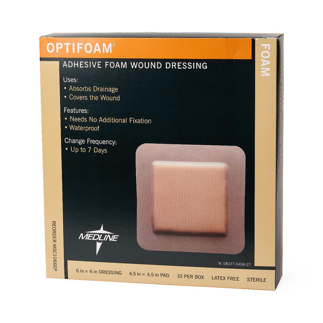 Medline Optifoam Adhesive Foam Dressing 6" x 6"