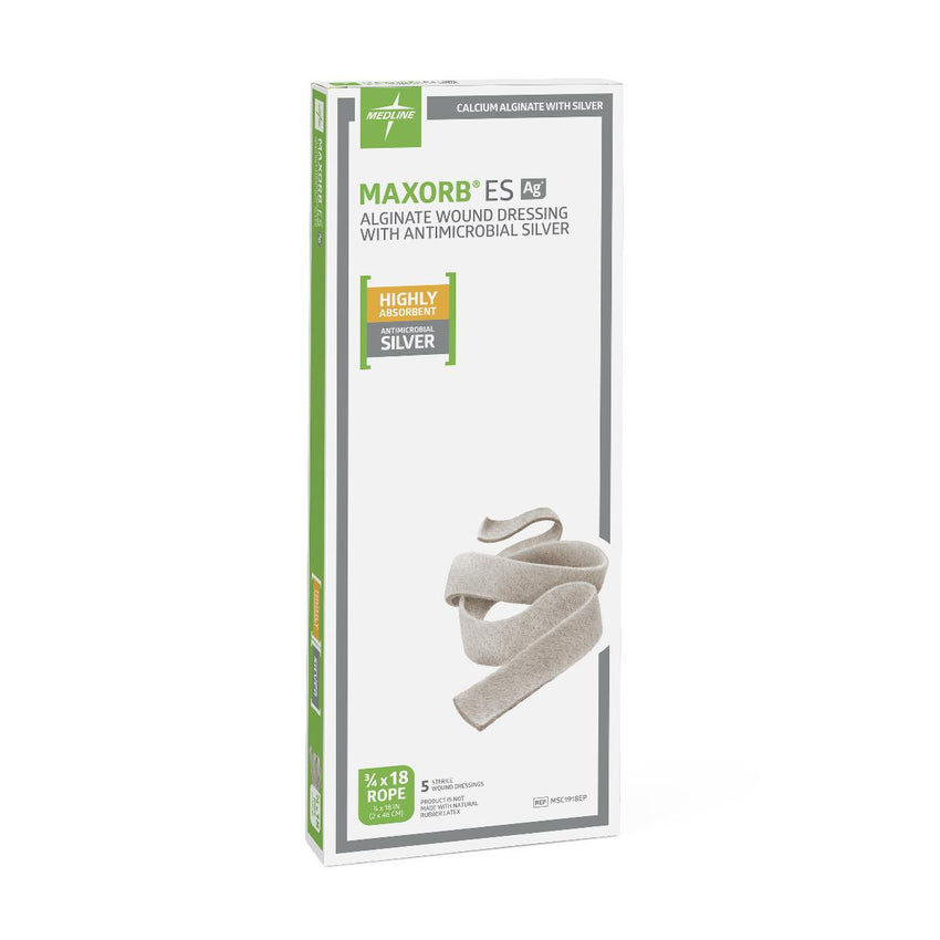 Medline Maxorb Ag Silver 100%-Calcium Alginate Dressing 0.75" x 17.75" Ribbon