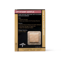 Medline Optifoam Gentle Silicone Adhesive Foam Dressing with Border  3" x 3"