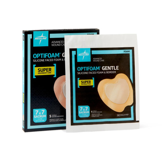 Medline Optifoam Gentle Silicone Adhesive Super Absorbent Foam Dressing with Border 6.75" x 6.75"