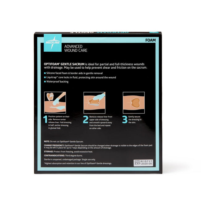 Medline Optifoam Gentle Silicone Adhesive Liquid Trap Foam Dressing with Border 6.75" x 6.75"