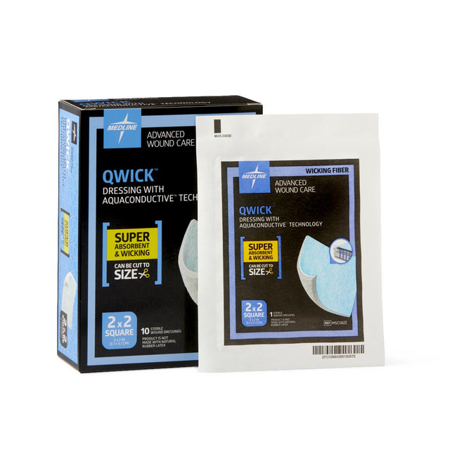 Medline Qwick Non-Adhesive Superabsorbent Wound Dressing 2" x 2"