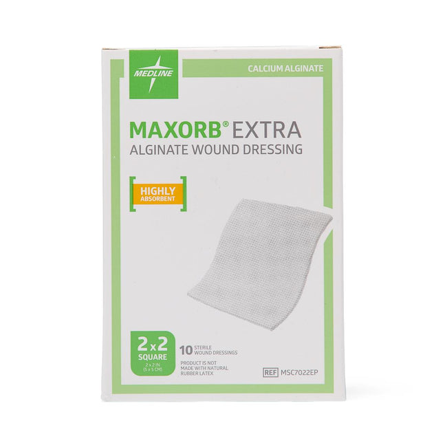 Medline Maxorb Ag Silver 100%-Calcium Alginate Dressing 2" x 2"