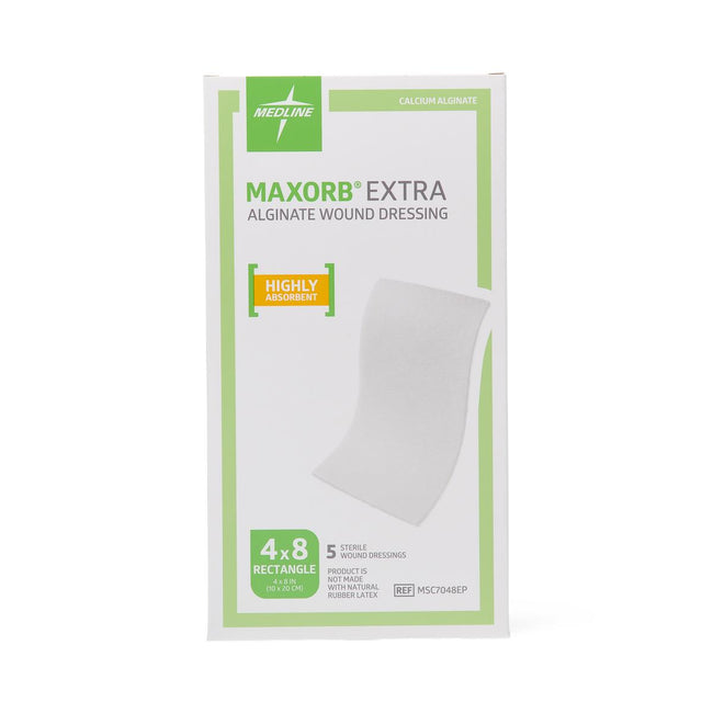 Medline Maxorb Ag Silver 100%-Calcium Alginate Dressing 4" x 8"