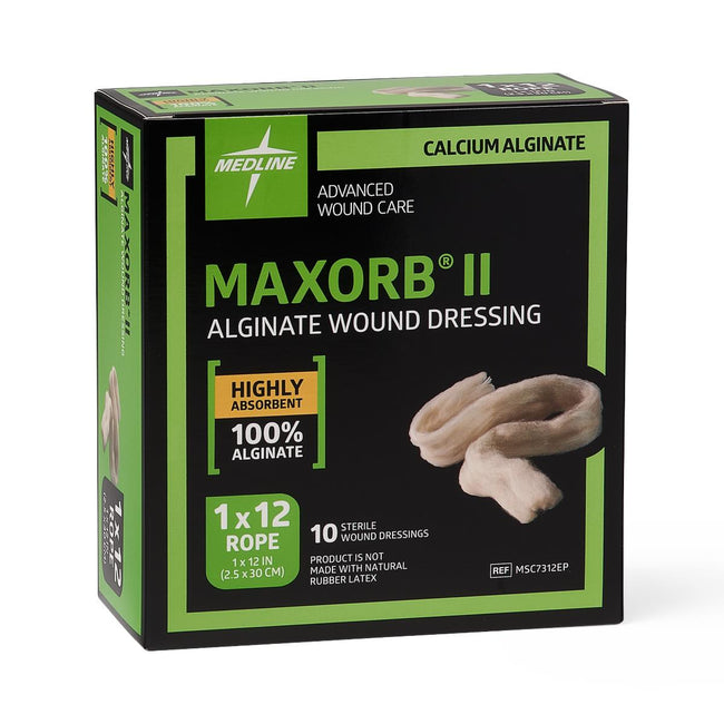 Medline Maxorb II Calcium Alginate Dressing 0.75" x 12" Rope