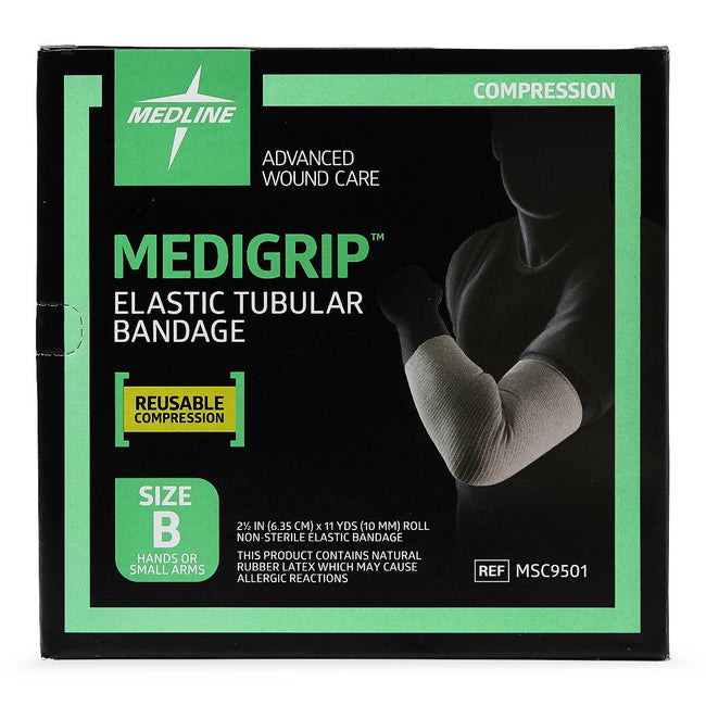 Medline Medigrip Elastic Tubular Bandage; Size B, 6.3 cm x 10 m, with Latex
