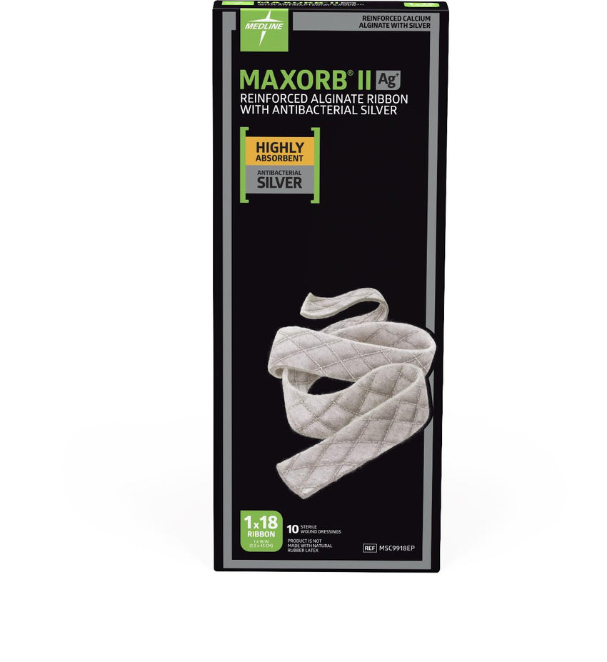 Medline Maxorb II Ag Silver 100%-Calcium Alginate Dressing 1" x 18"