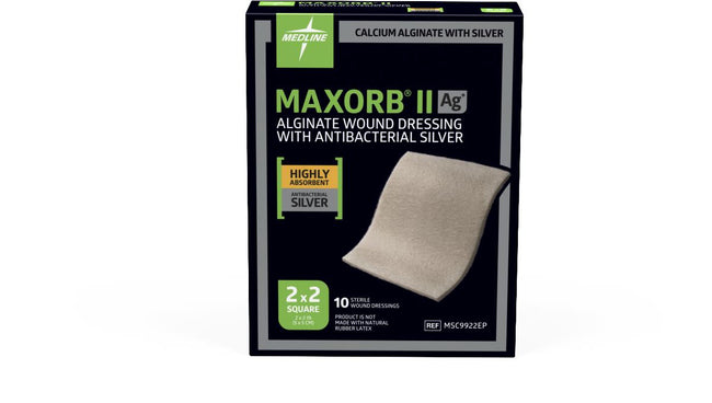 Medline Maxorb® II Ag Silver 100%-Calcium Alginate Dressing 2" x 2"