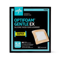 Medline Optifoam Gentle EX Silicone Adhesive Foam Dressing with Border 4" x 4"