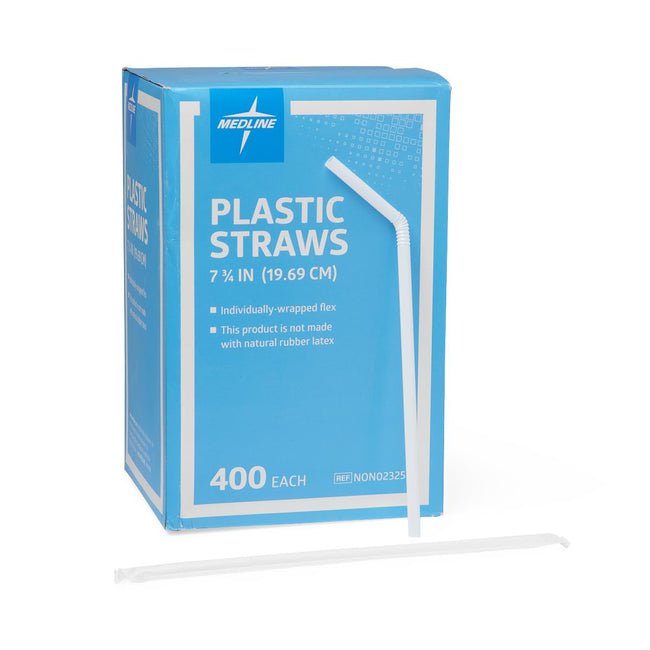 Medline Flexible Plastic Drinking Straw 20 cm x 6 mm
