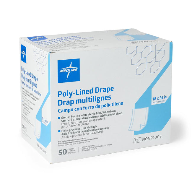 Medline Sterile Poly-Lined Field Drape 18" x 26"
