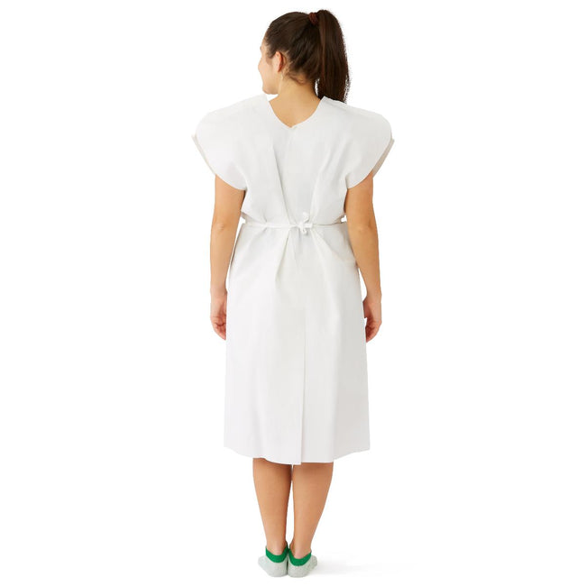 Medline Reinforced Tissue Patient Gown White