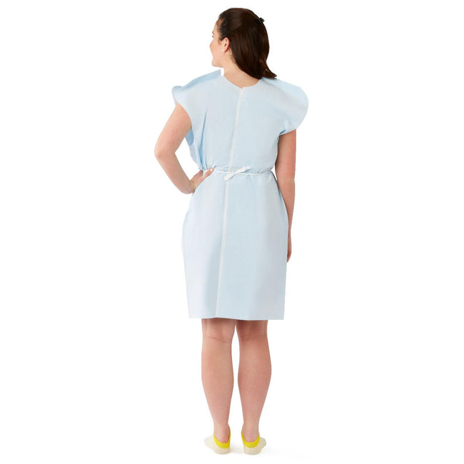 Medline Reinforced Tissue Patient Gown Blue