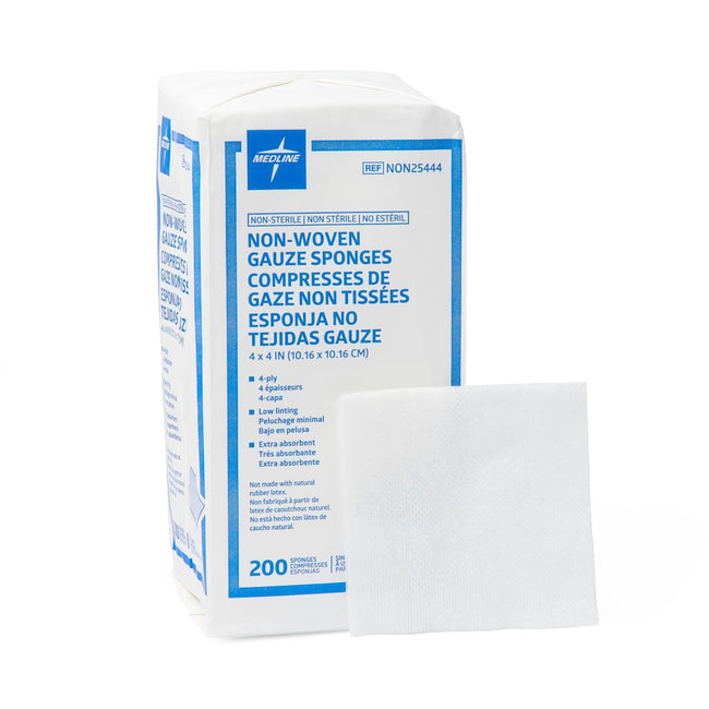 Medline Non-Sterile Non-Woven Gauze Sponge, 4-Ply 4" x 4"