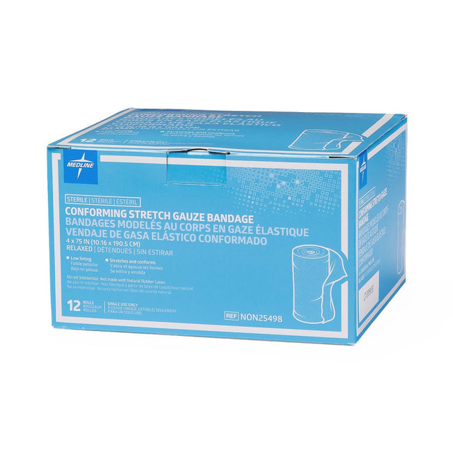 Medline Conforming Stretch Gauze Bandage 4" x 75" Sterile