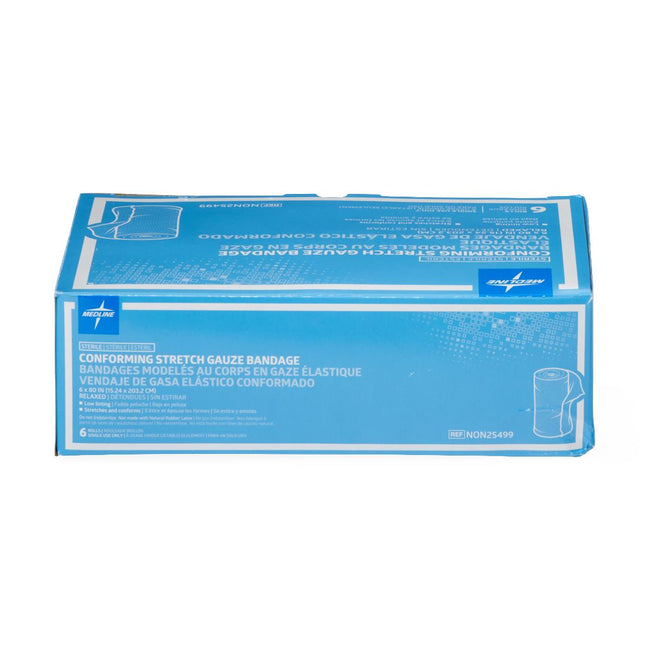 Medline Conforming Stretch Gauze Bandage 6" x 80" Sterile