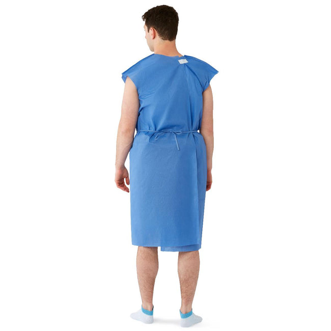 Medline Single-Use Multilayer Patient Exam Gown Sleeveless Regular/Large Blue