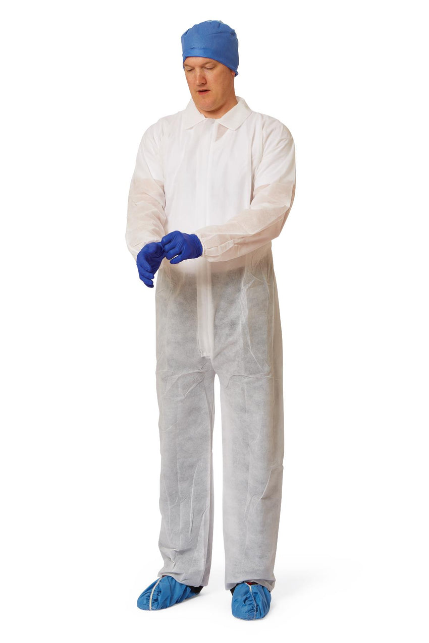Medline Heavy-Weight Spunbond Polypropylene Coverall Open Ankles Large