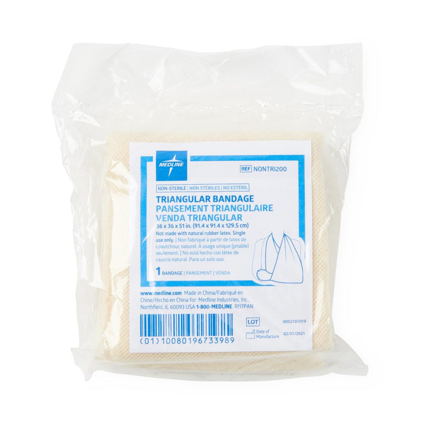 Medline Non-Sterile Triangular Bandage with Safety Pins 36" x 36" x 51"