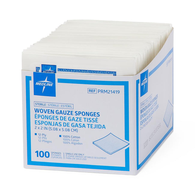 Economical Sterile Woven Gauze Sponge, C-fold; 12-Ply 2" x 2"